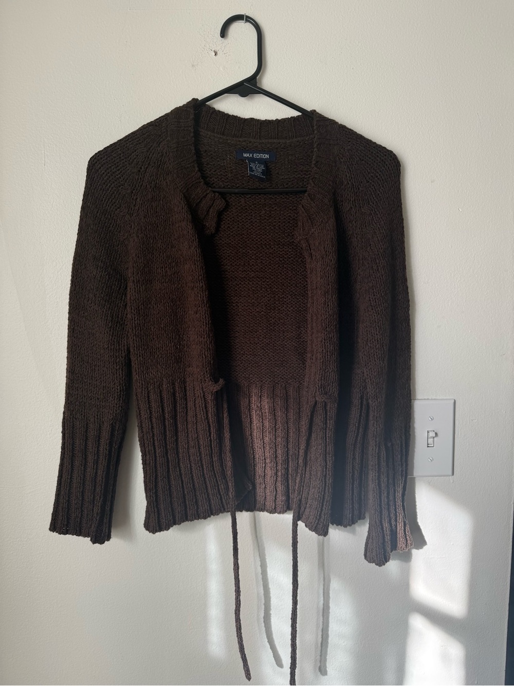Max Edition Brown Tie-Front Open Cardigan